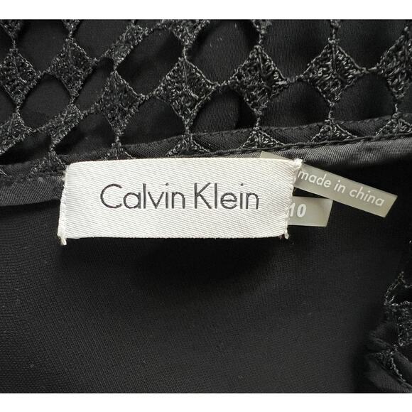 CALVIN KLEIN WOMENS SIZE 10 SEQUIN KNIT YOKE CAP SLEEVE SHIFT DRESS BLACK NEW - Picture 3 of 12